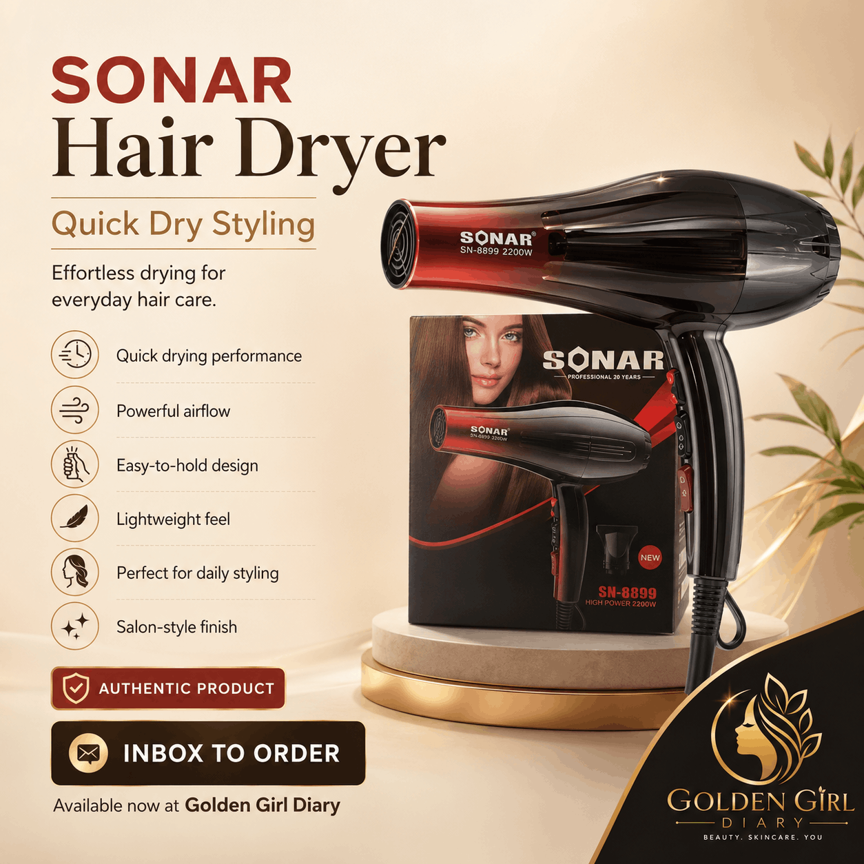 HAIR DRYER SONAR 4000W (SN-6602)