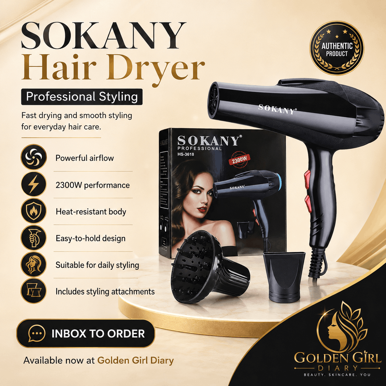 Sokany 2300w 3618 hair dryer