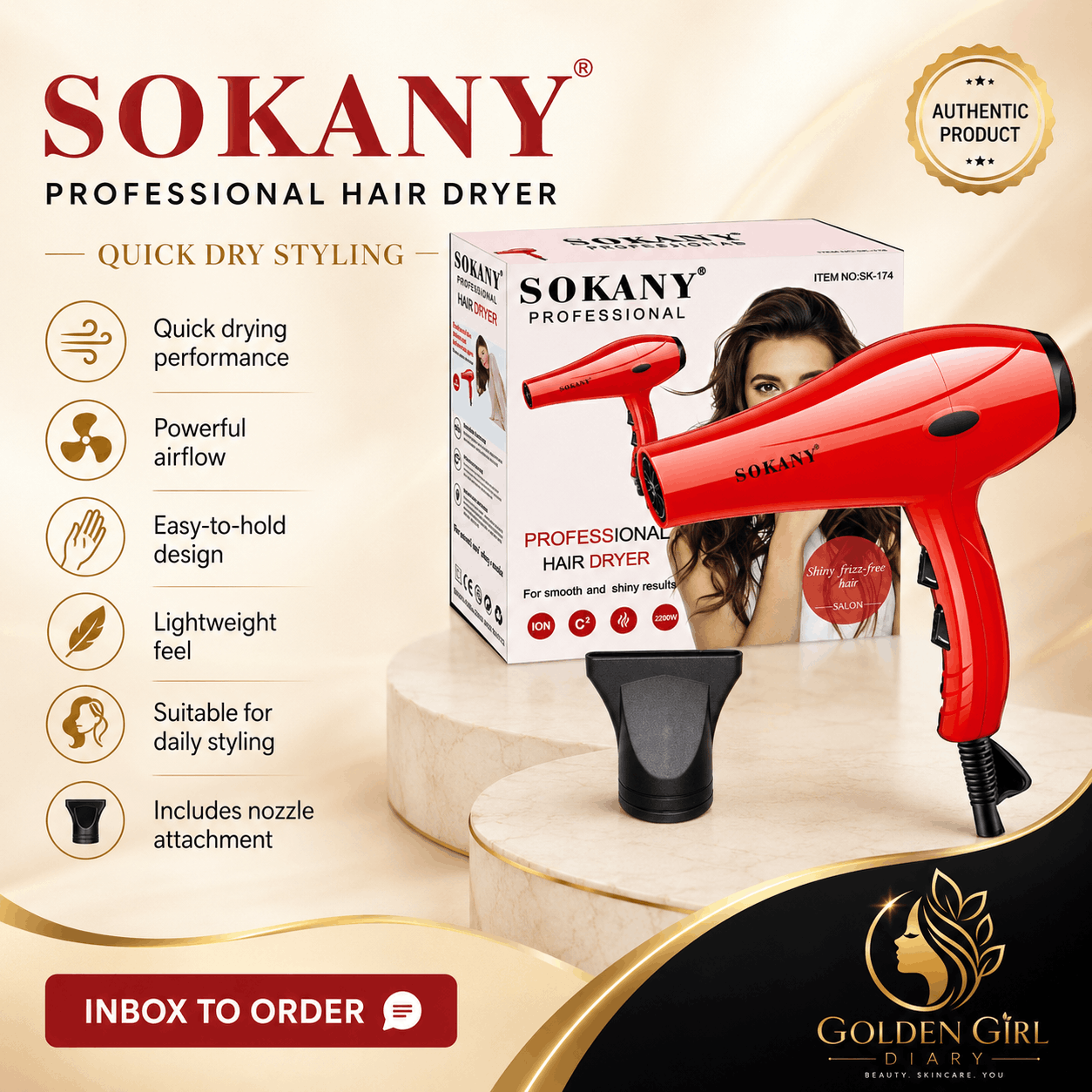 Sokany Sk-174 Professional Hair Dryer- 2200W