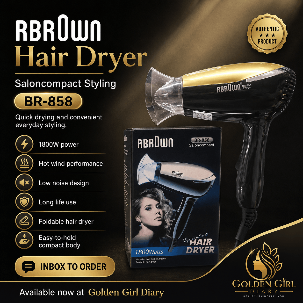RBrown BR-858 1800w Hair Dryer