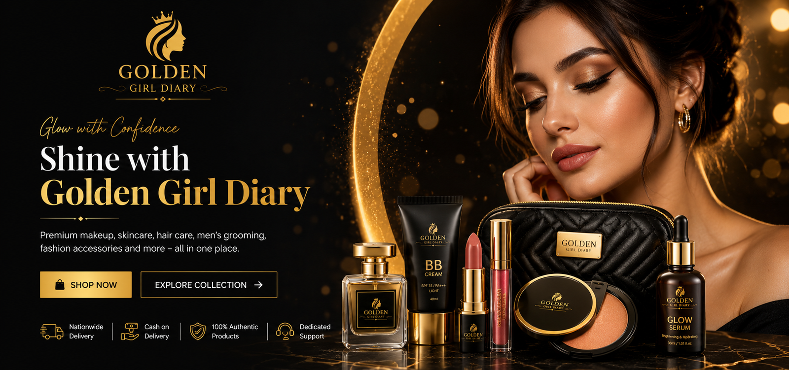 Golden Girl Diary makeup, skincare and beauty collection