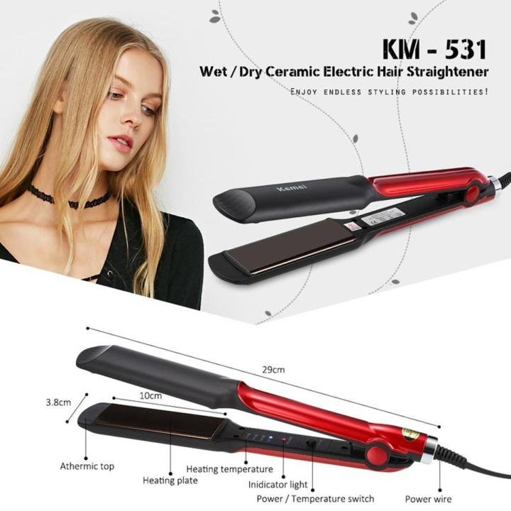 Kemei KM 531 Professional Hair Straightener Wet Dry Ceramic Coating Electric Hair Straightener - Image 2