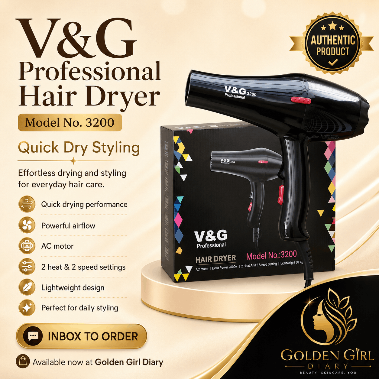V&G V-3200 Hair Dryer Professional