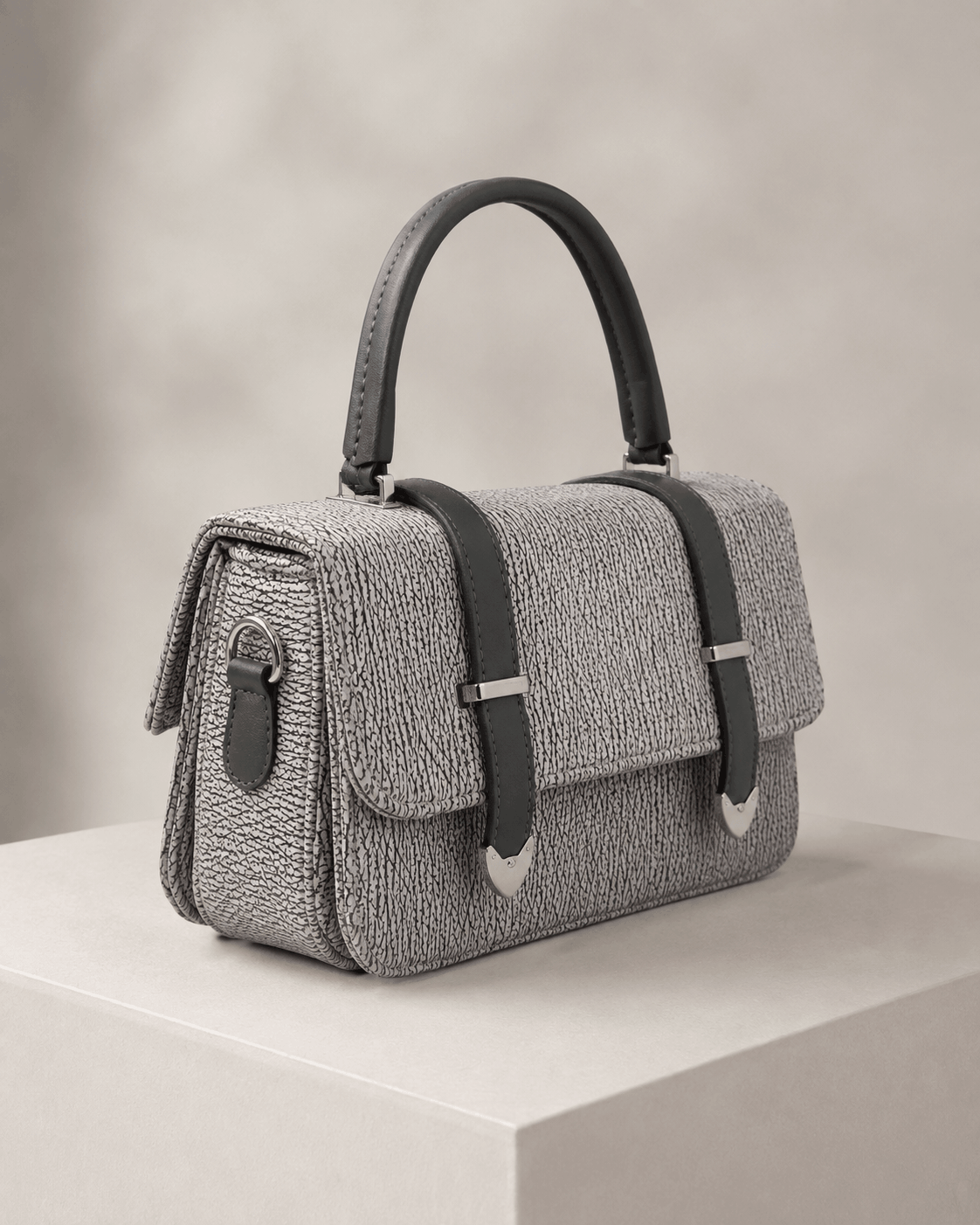 Classic Textured Satchel Handbag - Image 3