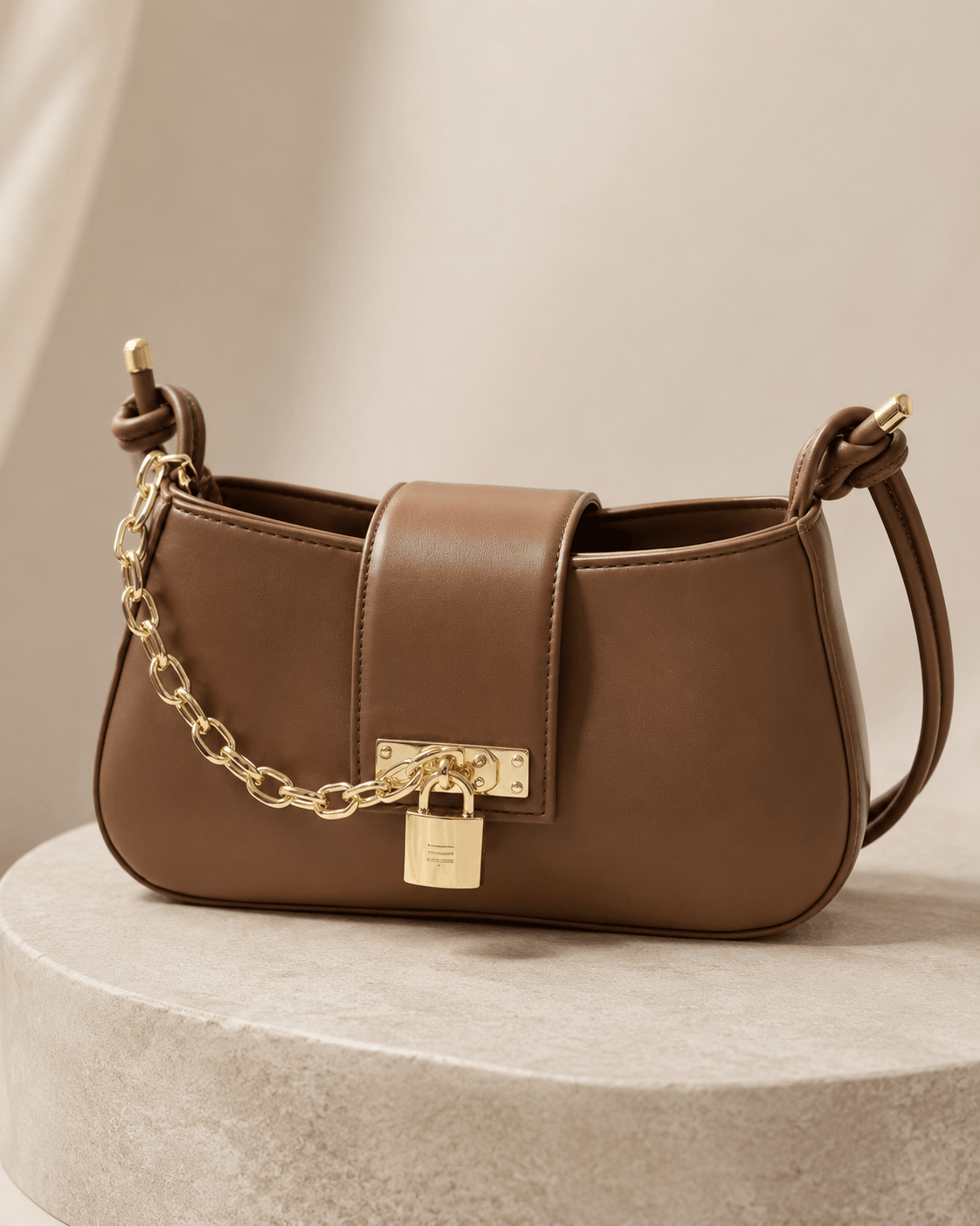 Black Chain Lock Shoulder Bag
