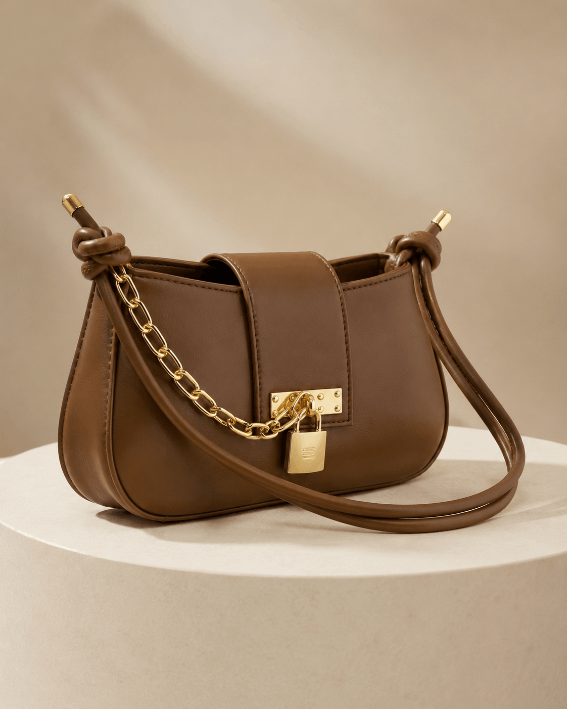 Black Chain Lock Shoulder Bag - Image 2