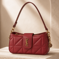 Quilted Logo Shoulder Bag with Gold-Tone Hardware