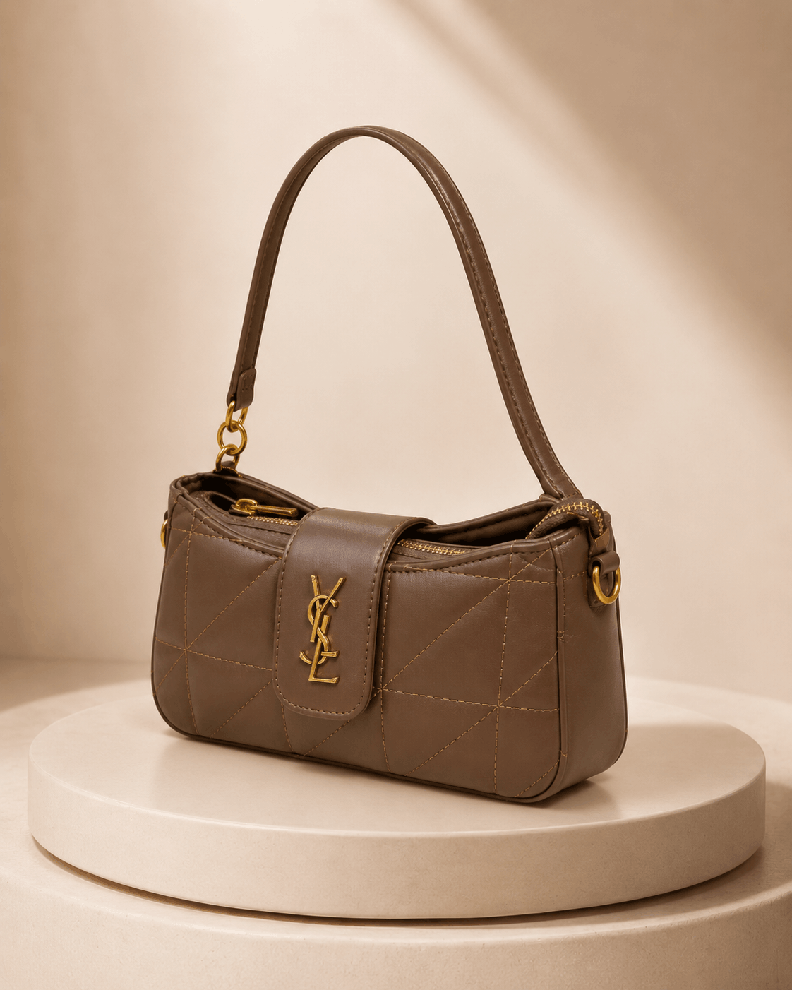 Quilted Logo Shoulder Bag with Gold-Tone Hardware - Image 4