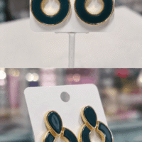 Teal Oval Double Drop Earrings