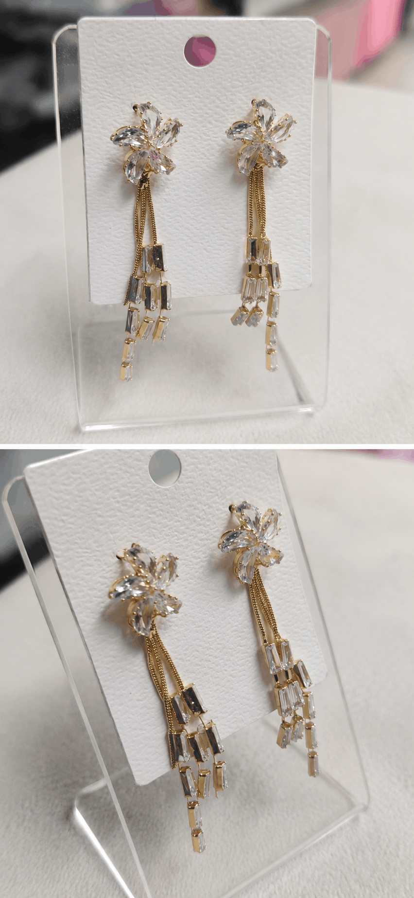 Pink Floral Pearl Drop Earrings