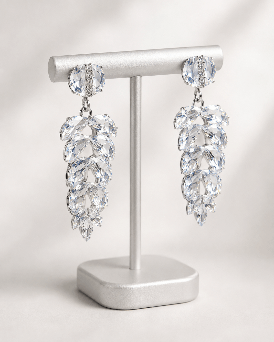 Crystal Flower Tassel Drop Earrings