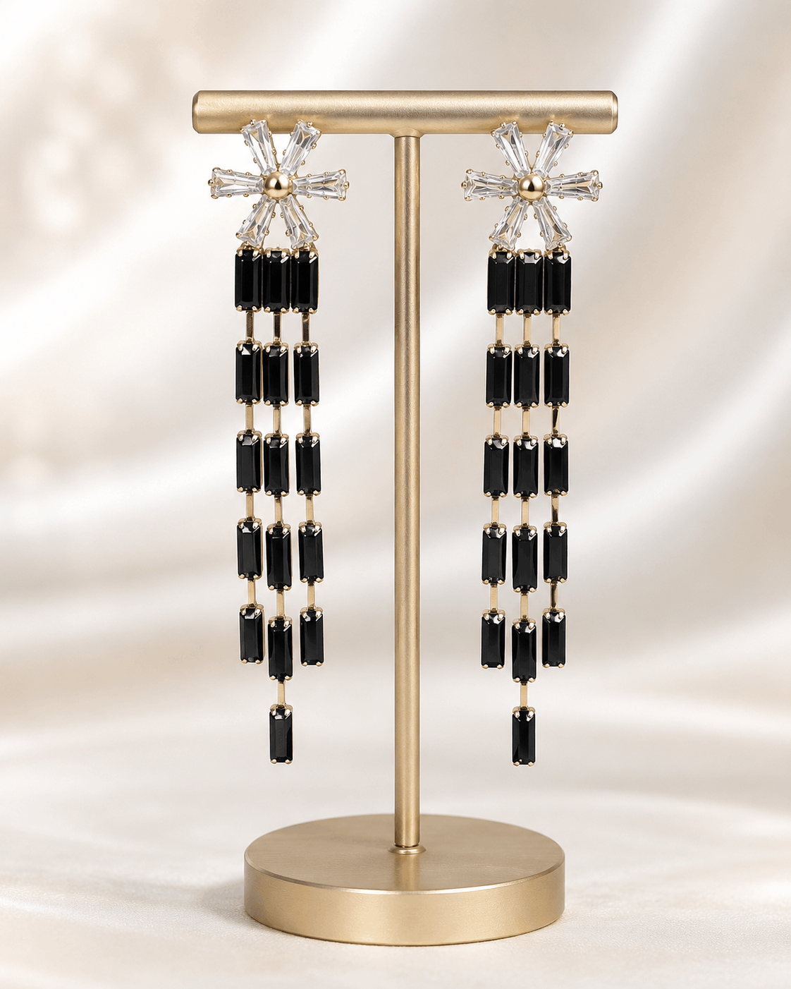 Emerald Teardrop Crystal Halo Earrings - Image 2