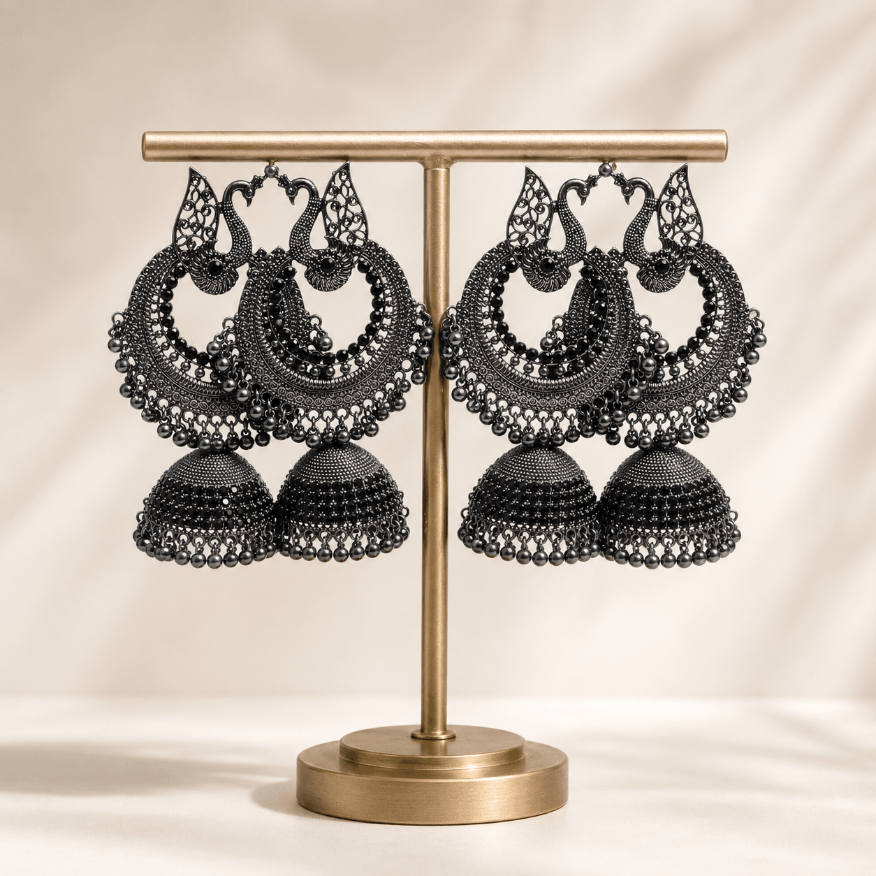 Peacock Jhumka Earrings - Image 2