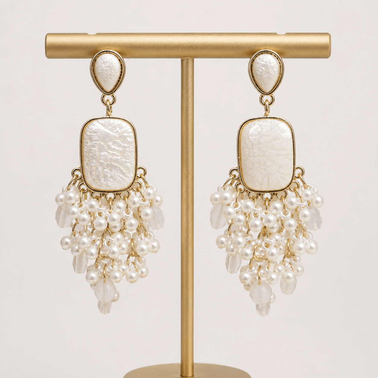 Crystal Floral Chain Drop Earrings - Image 2