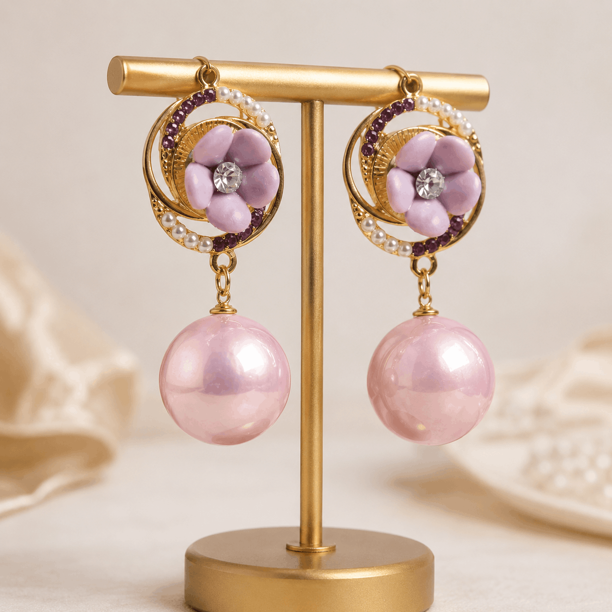 Crystal Trio Tassel Drop Earrings - Image 2
