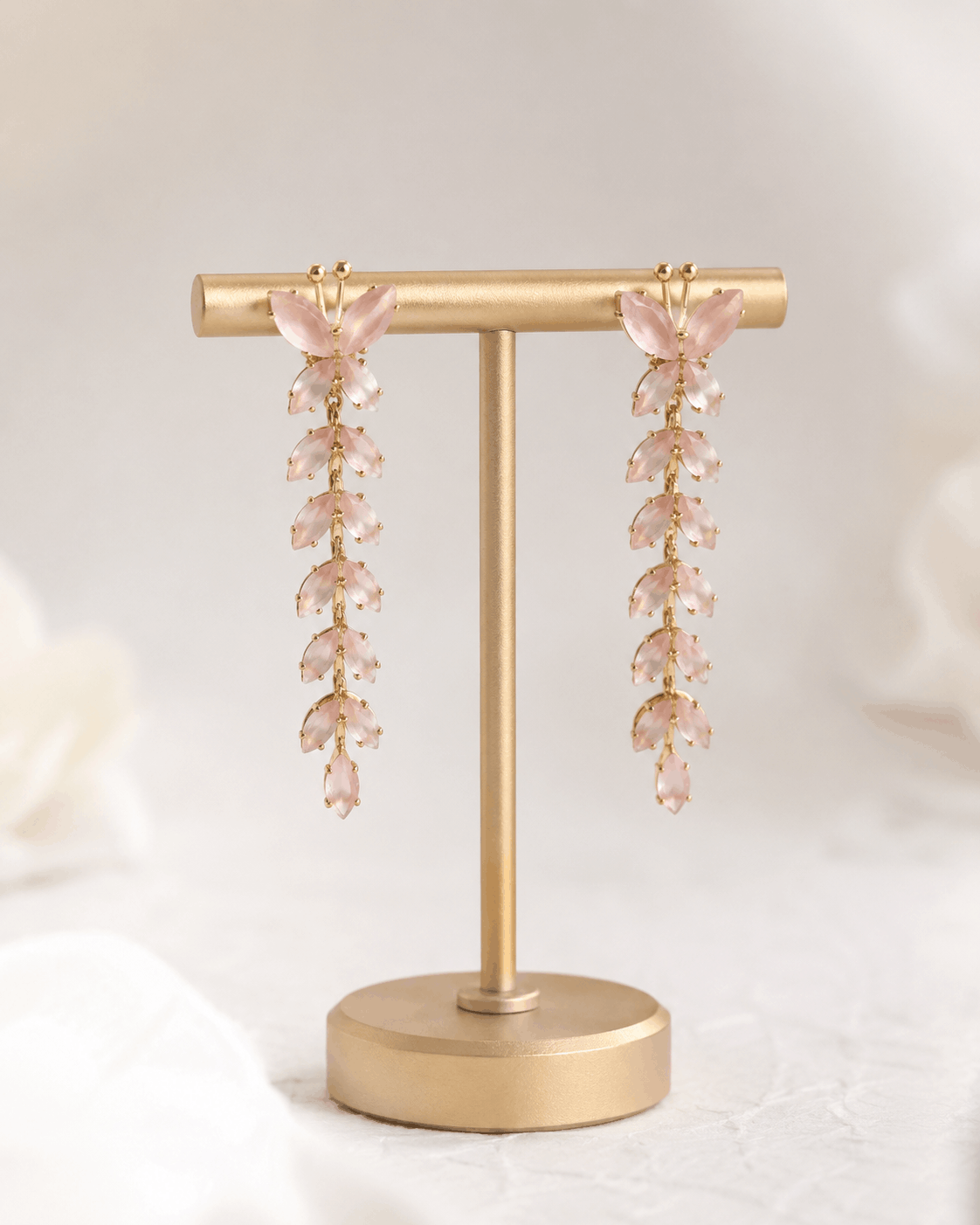 Crystal Round Chain Tassel Earrings - Image 2