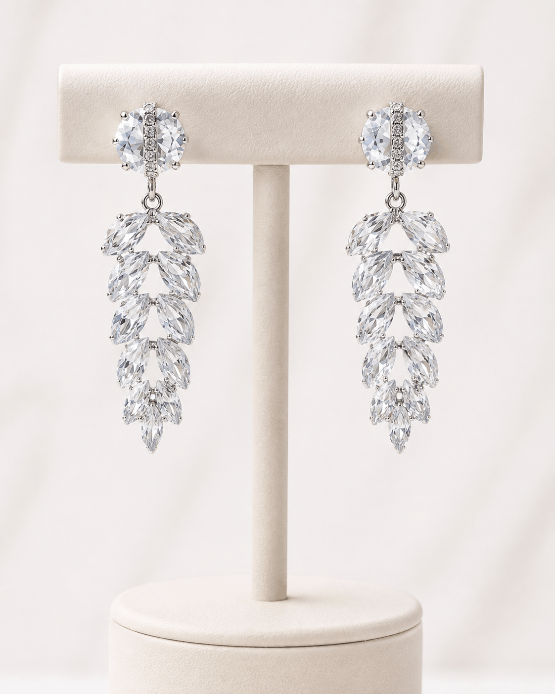 Crystal Flower Tassel Drop Earrings - Image 2