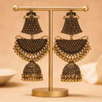 Oxidized Black Layered Jhumka Earrings