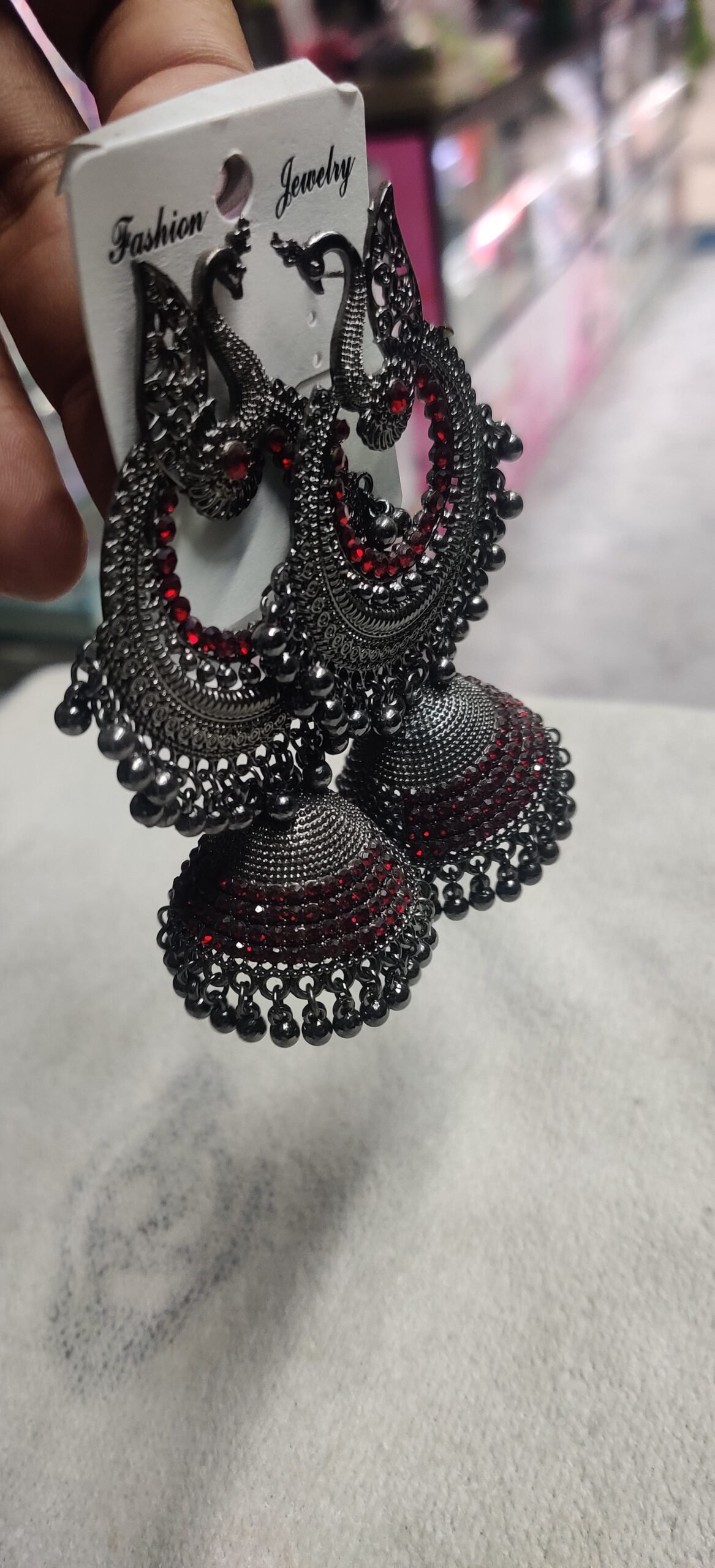 Peacock Jhumka Earrings - Image 4