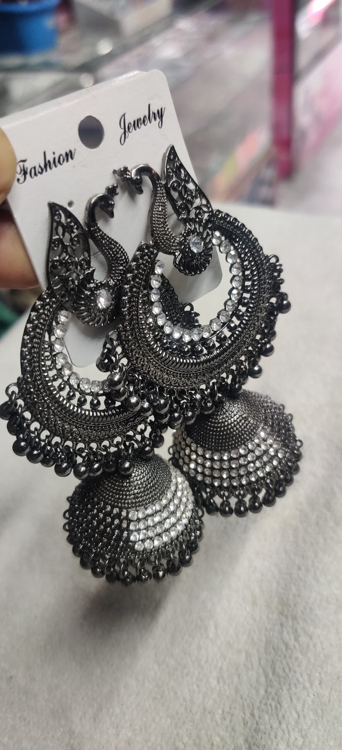 Peacock Jhumka Earrings - Image 6