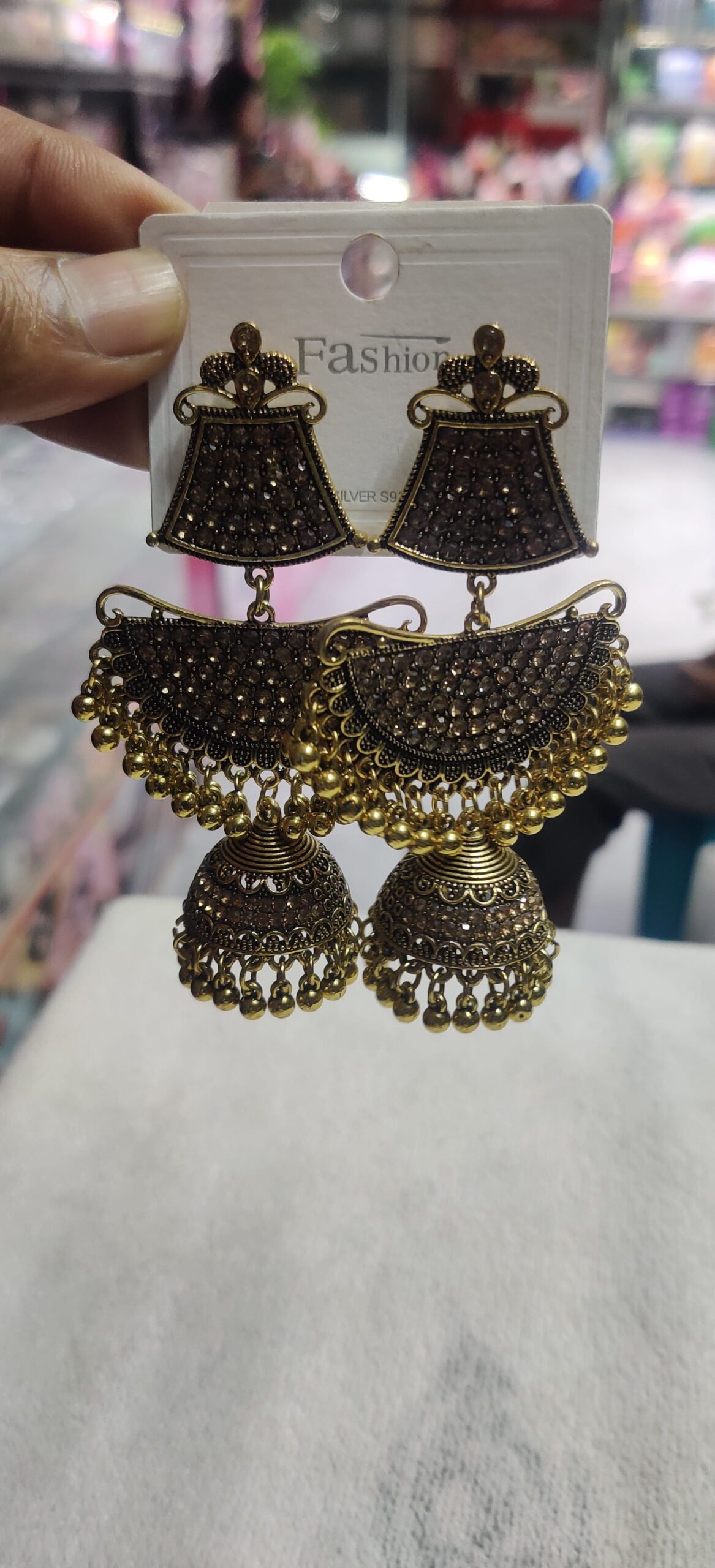 Oxidized Black Layered Jhumka Earrings - Image 2