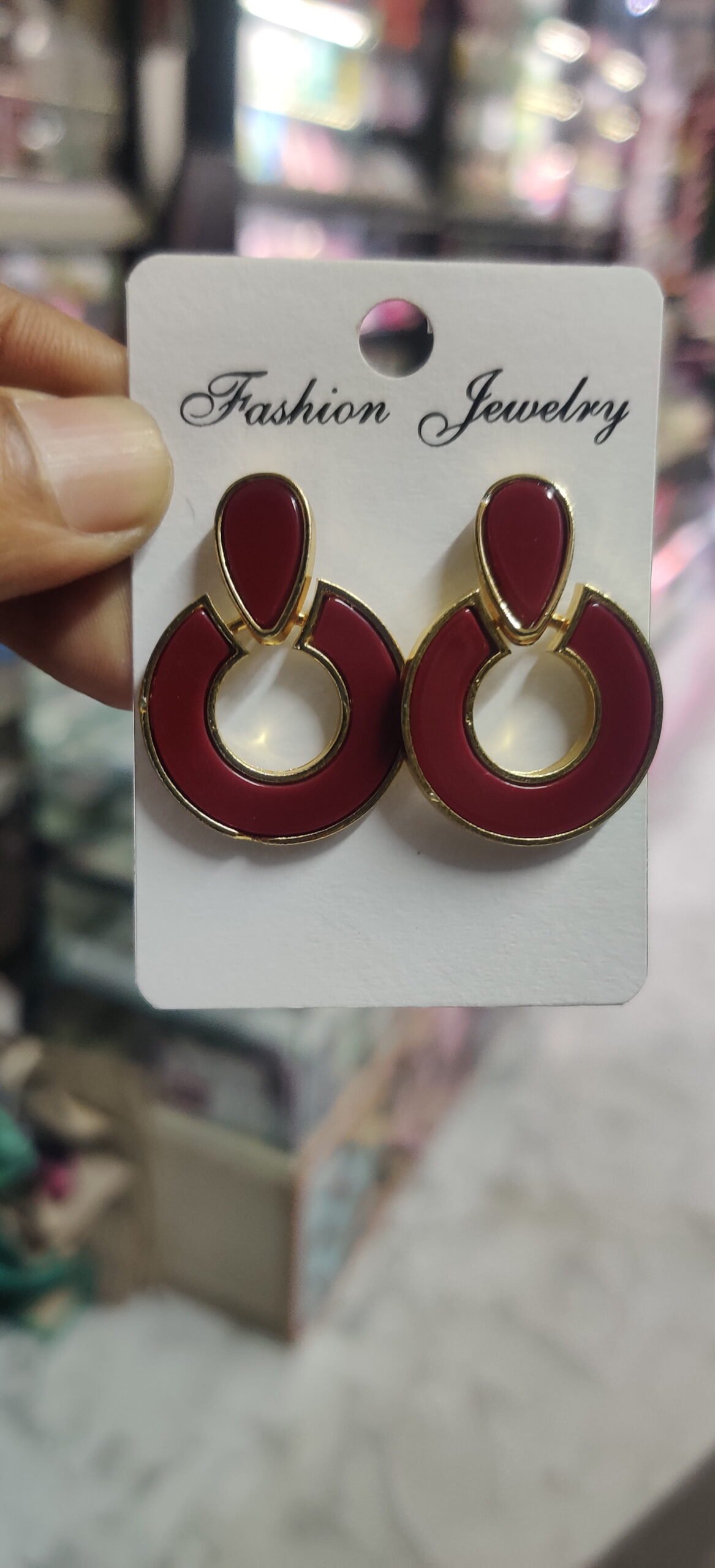 Teal Oval Double Drop Earrings - Image 2