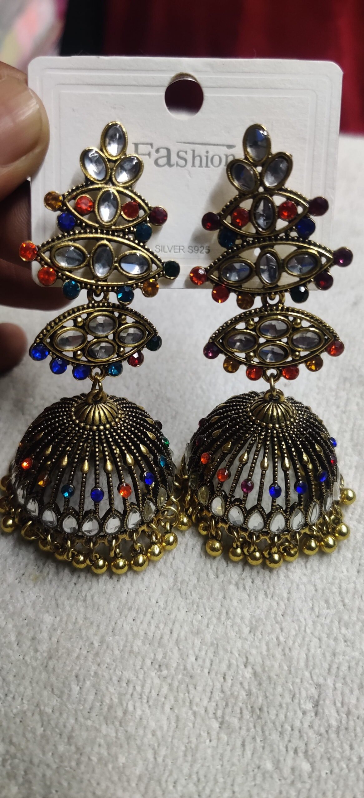 Multicolor Ornate Jhumka Statement Earrings - Image 2