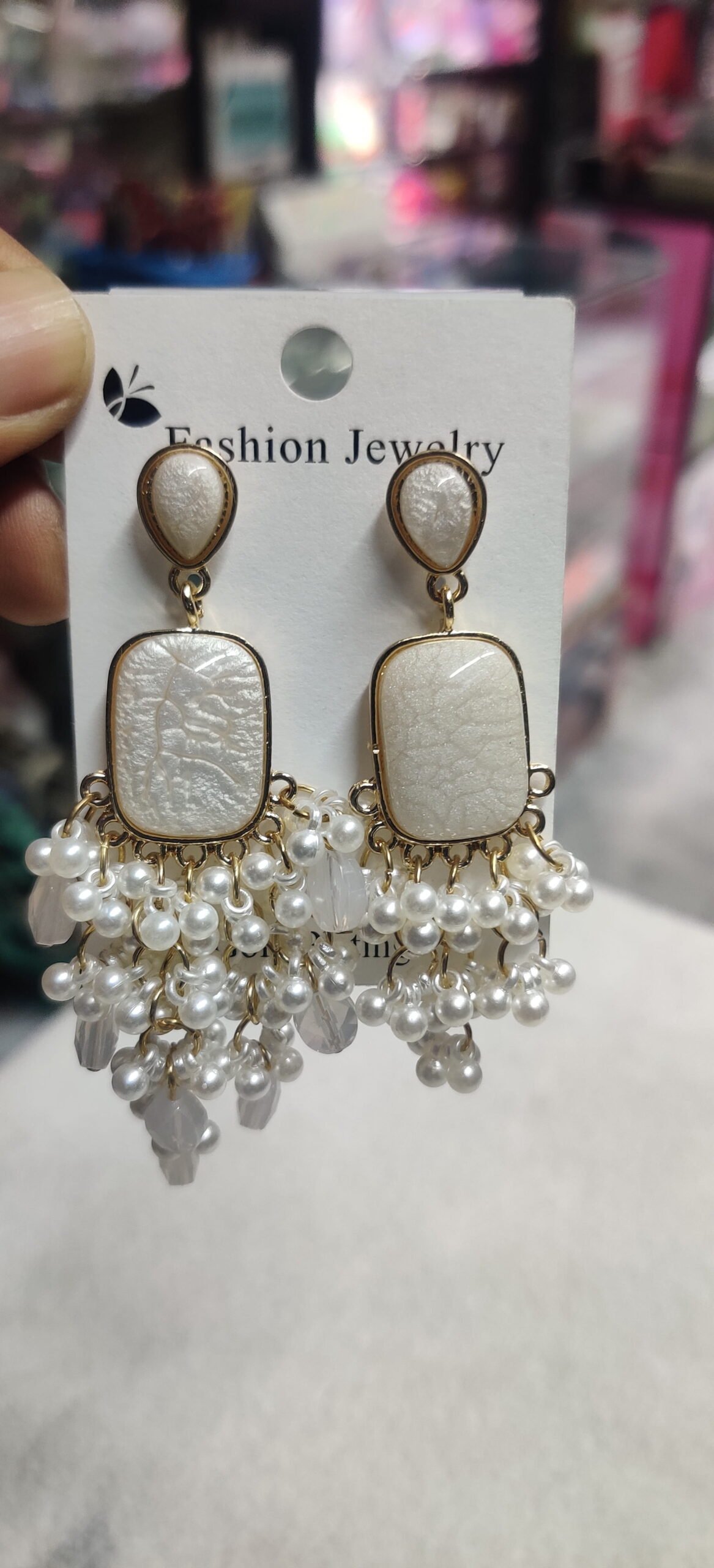 Crystal Floral Chain Drop Earrings - Image 3