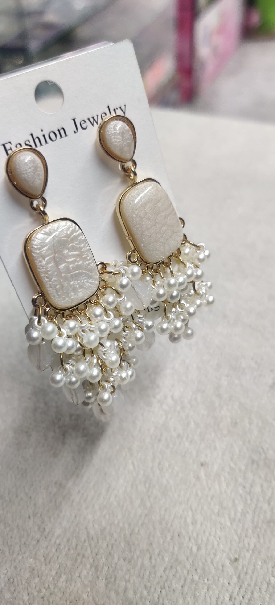 Crystal Floral Chain Drop Earrings - Image 4