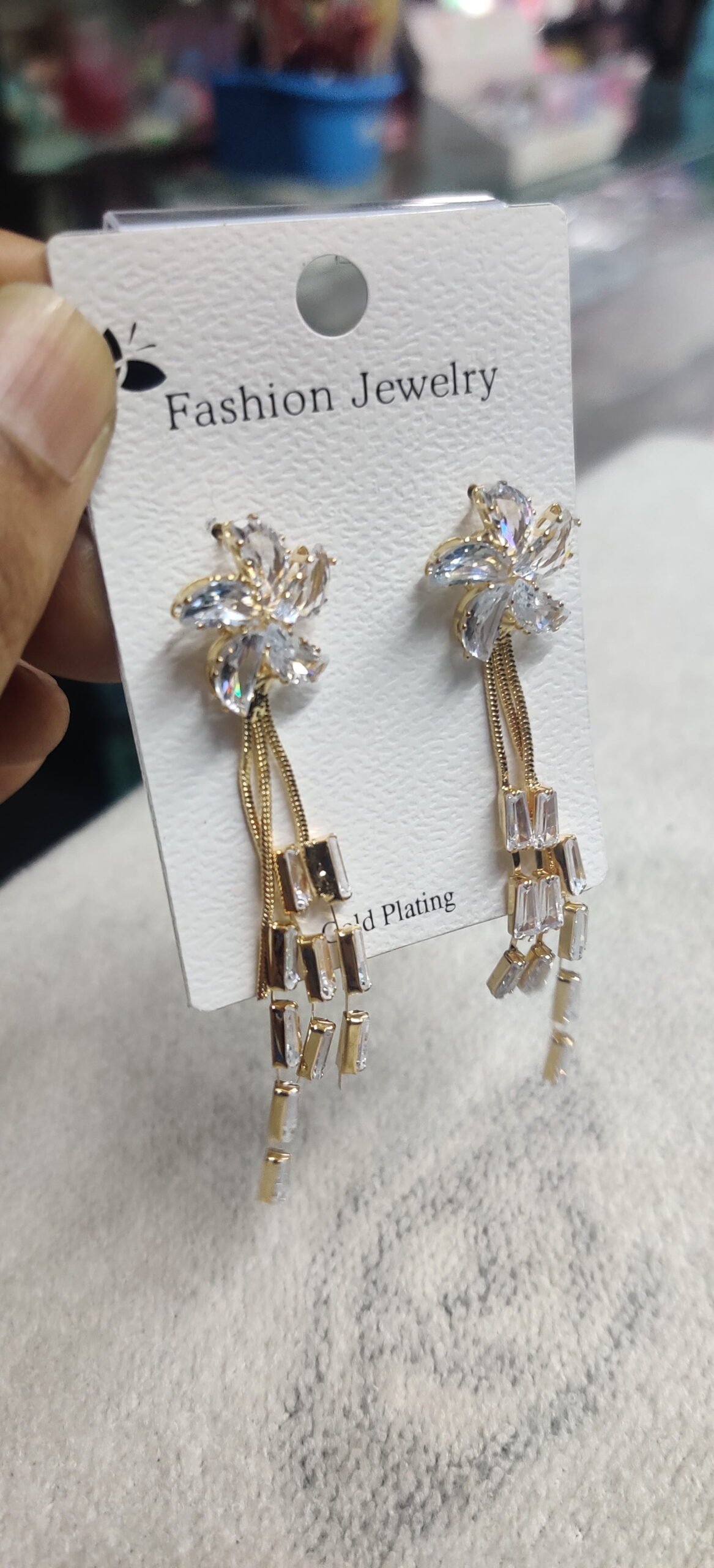 Pink Floral Pearl Drop Earrings - Image 4