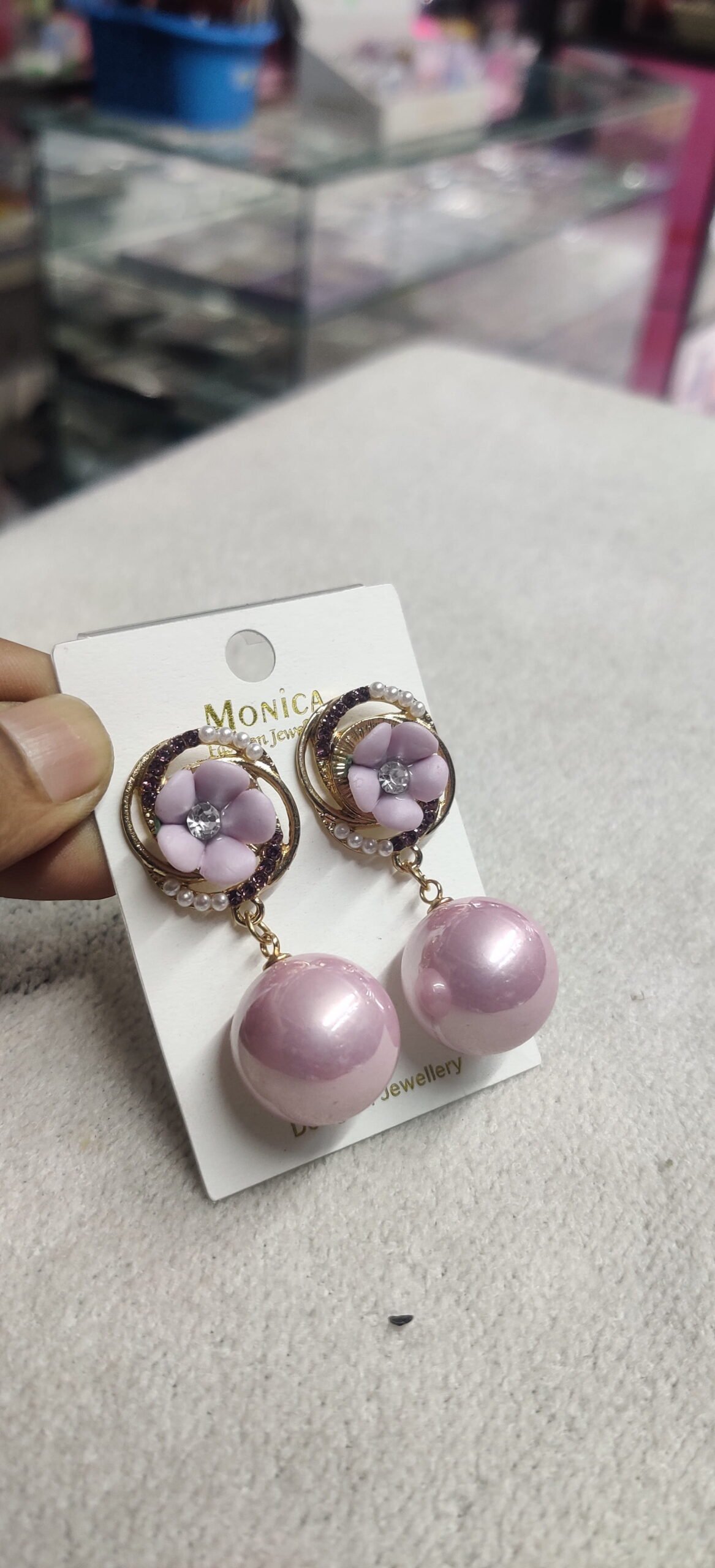 Crystal Trio Tassel Drop Earrings - Image 4