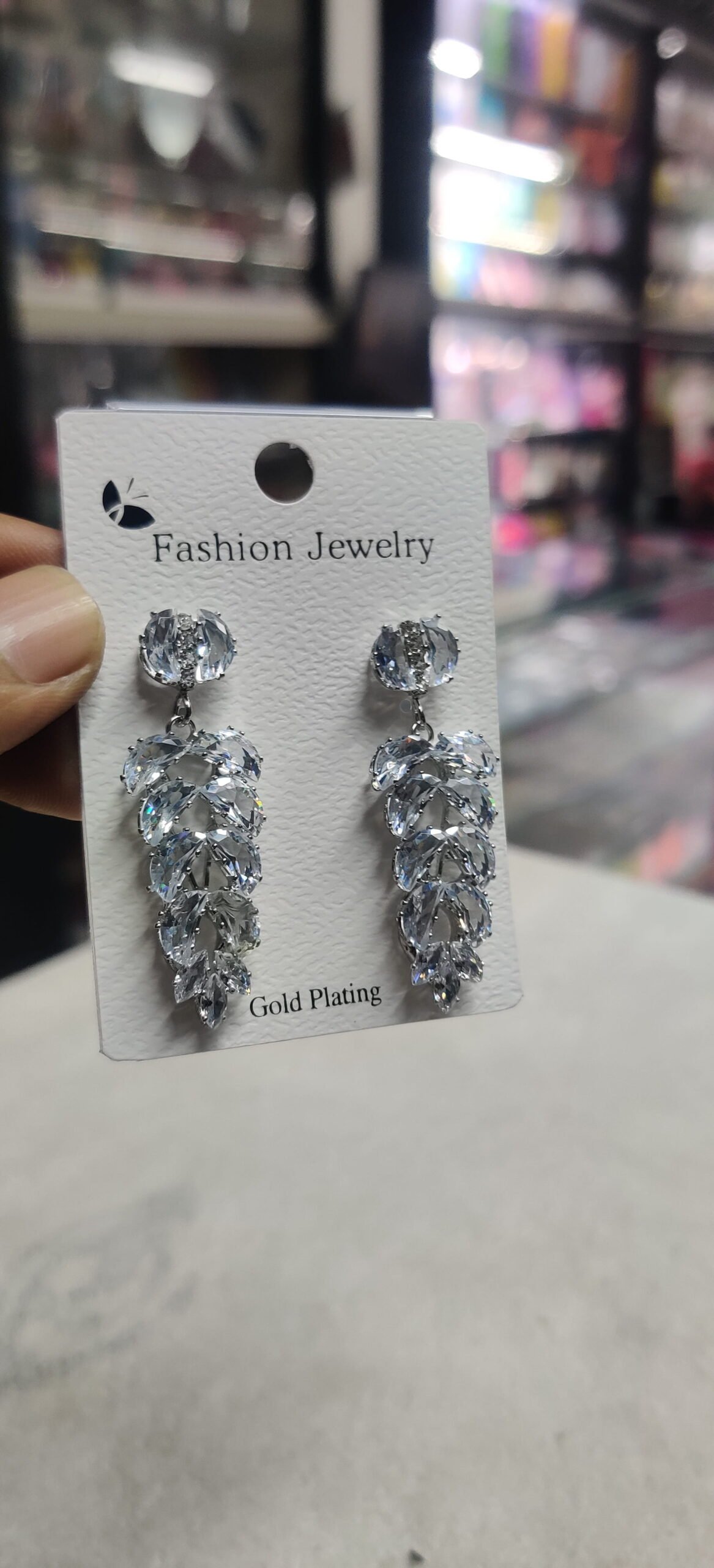Crystal Flower Tassel Drop Earrings - Image 3