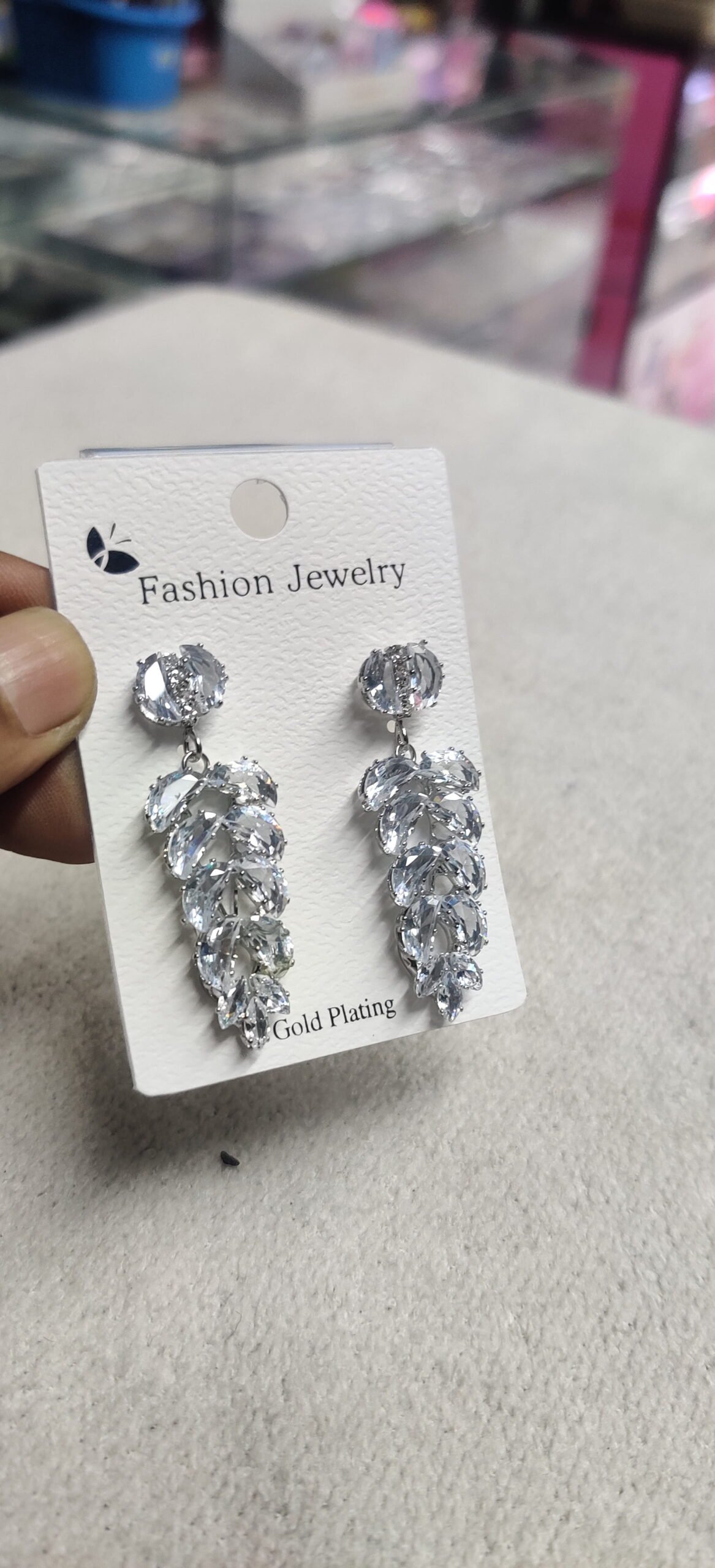 Crystal Flower Tassel Drop Earrings - Image 4