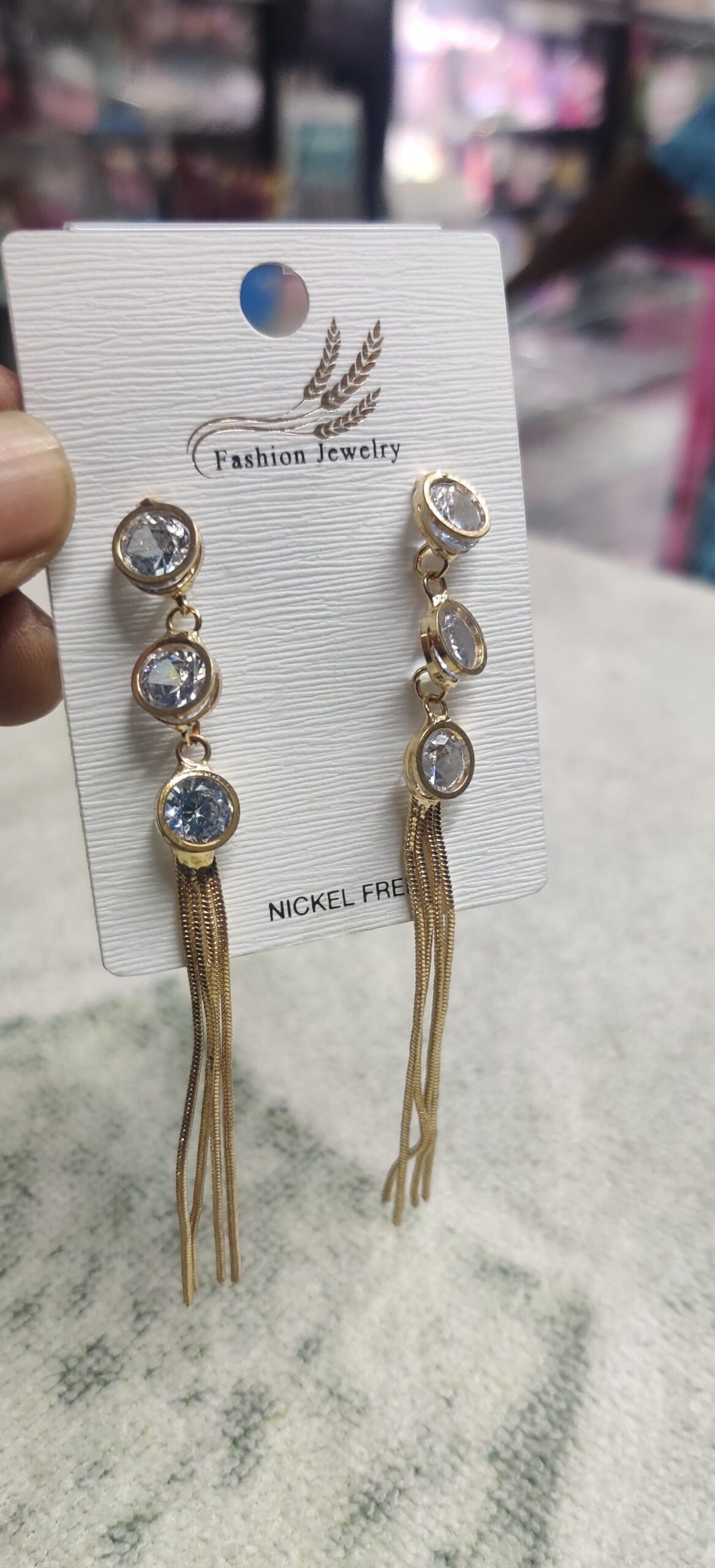 Crystal Flower Long Tassel Earrings - Image 3